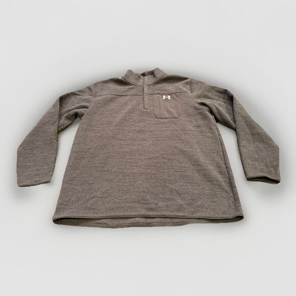 Under Armour Mens Brown Fleece 1/4 Snap Cold Gear Long Sleeve Shirt 3XL NWT - Picture 1 of 10